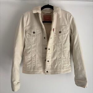 Levi's Cream Sherpa-Lined Denim Jacket with Leather Label